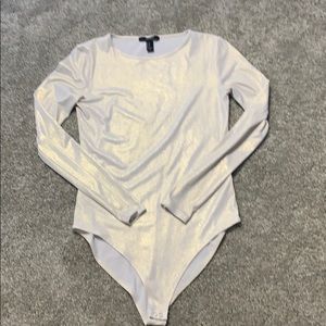 Long sleeve white & gold bodysuit